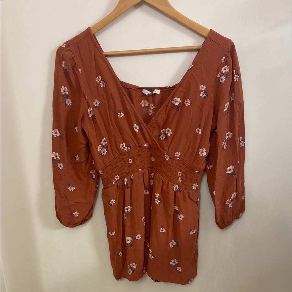 American Eagle Outfitters Floral Rust Jumpsuit